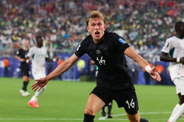 Marcus Holmgren Pedersen of Norway celebrates scoring a goal during the FIFA World Cup, WM, Weltmeisterschaft, Fussball 2026 match between Norway and Senegal at Metlife Stadiem, New Jersey, USA on 23 June 2026. Copyright: xPeterxDovganx 45100003