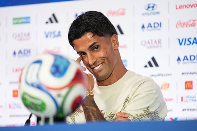 press conference, PK, Pressekonferenz ahead of Portugal v Uzbekistan - 2026 FIFA World Cup, WM, Weltmeisterschaft, Fussball HOUSTON, UNITED STATES - JUNE 22 : Joao Cancelo of Portugal speaks during a press conference ahead of their Group K second match against Uzbekistan in the 2026 FIFA World Cup at Houston Stadium in Houston, Texas, United States on June 22, 2026. Hakan Akgun Anadolu Texas United States. Editorial use only. Please get in touch for any other usage.  Copyright: x2026xAnadoluxHakanxAkgunx