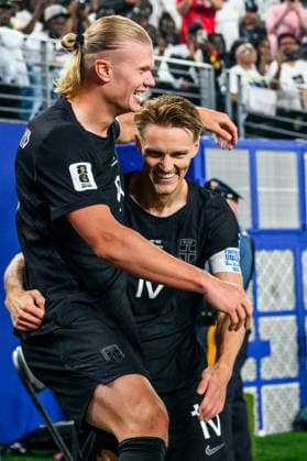 260622 Erling Braut Haaland and Martin odegaard of Norway celebrate after scoring 2-0 during the FIFA World Cup, WM, Weltmeisterschaft, Fussball 2026 group stage football match between Norway and Senegal on June 22, 2026 in New Jersey. Photo: Vegard Grott BILDBYRAN kod VG VG0963 bbeng fotboll football soccer fotball vm fotbolls-vm fotball-vm fotbolls-vm 2026 fifa world cup 2026 new york norge norway senegal jubel *** June 22, 2026  Copyright: VEGARDxGRoTT BB260622VG066