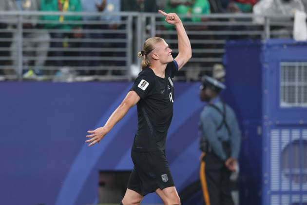 22.06.2026, Fussball, Herren, FIFA Weltmeisterschaft 2026, Vorrunde, Gruppe I, New York, Norwegen - Senegal, Torjubel zum 2:0, Torschütze: Erling Haaland (Norwegen) New York MetLife Stadium New York Vereinigte Staaten von Amerika (US) *** June 22, 2026, Soccer, Mens, 2026 FIFA World Cup, Group Stage, Group I, New York, Norway vs. Senegal, Goal celebration after the 2-0 goal, Goal scorer Copyright: xSebastianxBachx