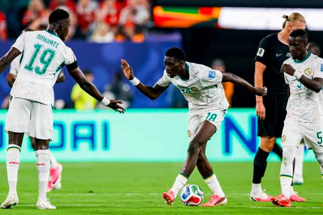 Ismaila Sarr of Senegal celebrate their team s first goal with Moussa Niakhate of Senegal Norway v Senegal, Group I - FIFA World Cup, WM, Weltmeisterschaft, Fussball 2026, Norway v Senegal, New York New Jersey Stadium, June 23, 2026, East Rutherford, United States.
