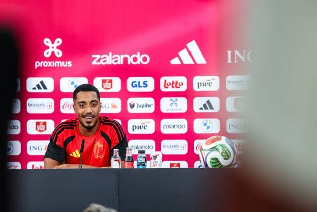 Belgium s Youri Tielemans pictured during a press conference, PK, Pressekonferenz of Belgian national soccer team Red Devils in their base camp, home of the Seattle Sounders, Renton, Seattle, USA, on Monday 22 June 2026. Yesterday the Devils played their second game in the group stage of the 2026 FIFA World Cup, WM, Weltmeisterschaft, Fussball a 0-0 draw against Iran. BRUNOxFAHY  x178850717x