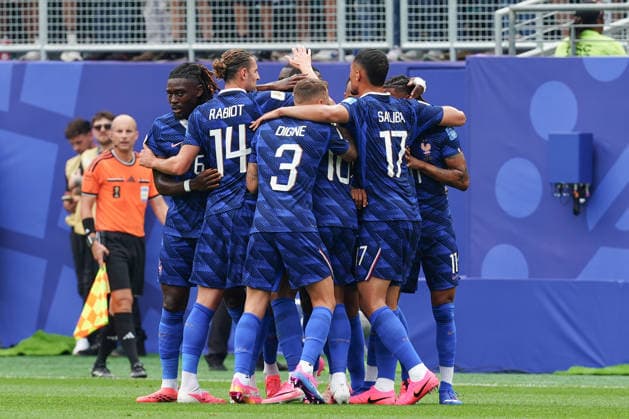 French players celebrate a goal by Kylian Mbappé during a Group I match of the 2026 FIFA World Cup, WM, Weltmeisterschaft, Fussball between France and Iraq at Lincoln Financial Field in Philadelphia, United States, 22 June 2026. FIFA WORLD CUP 2026 - Group I France vs Iraq !ACHTUNG: NUR REDAKTIONELLE NUTZUNG!  Copyright: xOctavioxGuzmánx GR1095 20260623-55020678984_1
