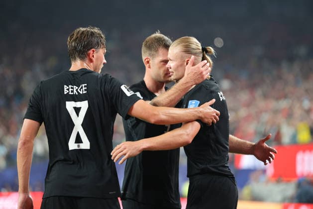 22.06.2026, Fussball, Herren, FIFA Weltmeisterschaft 2026, Vorrunde, Gruppe I, New York, Norwegen - Senegal, Torjubel zum 3:1, Torschütze: Erling Haaland (Norwegen) New York MetLife Stadium New York Vereinigte Staaten von Amerika (US) *** June 22, 2026, Soccer, Mens, 2026 FIFA World Cup, Group Stage, Group I, New York, Norway vs. Senegal, Goal celebration after the 3-1 goal, Goal scorer Copyright: xSebastianxBachx