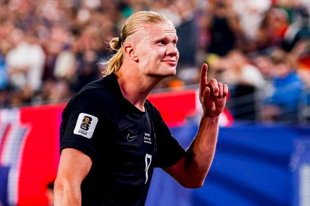 Erling Haaland of Norway celebrates after scoring his teams third goal Norway v Senegal, Group I - FIFA World Cup, WM, Weltmeisterschaft, Fussball 2026, Norway v Senegal, New York New Jersey Stadium, June 22, 2026, East Rutherford, United States.