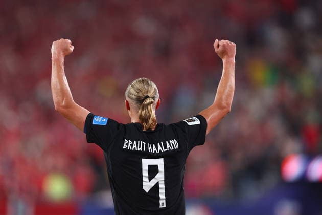 New Jersey, USA, 22nd June 2026. Erling Haaland of Norway celebrates after scoring to make it 3-1 during the Norway vs Senegal FIFA World Cup, WM, Weltmeisterschaft, Fussball match at Metlife Stadium, New Jersey. Picture credit should read: Paul Terry Sportimage EDITORIAL USE ONLY. No use with unauthorised audio, video, data, fixture lists, club league logos or live services. Online in-match use limited to 120 images, no video emulation. No use in betting, games or single club league player publications. SPI_046_PT_Norway_Senegal SPI-4838-0046