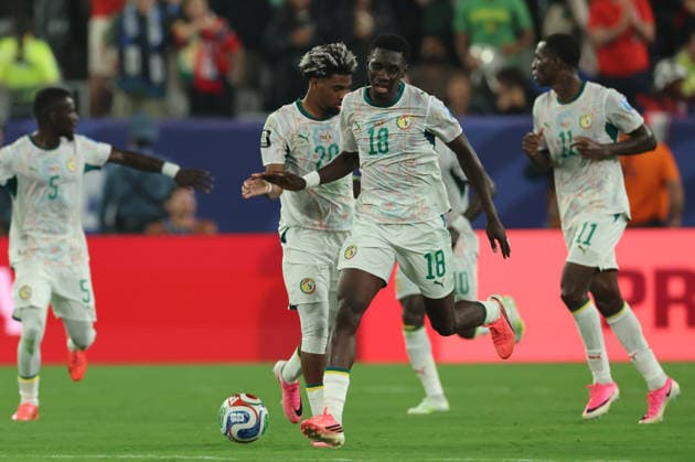 22.06.2026, Fussball, Herren, FIFA Weltmeisterschaft 2026, Vorrunde, Gruppe I, New York, Norwegen - Senegal, Torjubel zum 3:2, Torschütze: Ismaila Sarr (Senegal) New York MetLife Stadium New York Vereinigte Staaten von Amerika (US) *** June 22, 2026, Soccer, Mens, 2026 FIFA World Cup, Group Stage, Group I, New York, Norway vs. Senegal, Celebration of the 3-2 goal, Goal scorer Copyright: xSebastianxBachx
