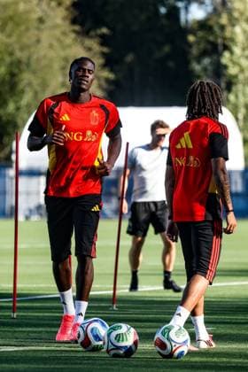 Belgium s Amadou Onana pictured during a training session of Belgian national soccer team Red Devils in their base camp, home of the Seattle Sounders, Renton, Seattle, USA, on Monday 22 June 2026. Yesterday the Devils played their second game in the group stage of the 2026 FIFA World Cup, WM, Weltmeisterschaft, Fussball a 0-0 draw against Iran. BRUNOxFAHY  x178855829x