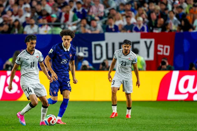 June 22, 2026, Philadelphia, Pennsylvania, USA: ZIDANE IQBAL of Iraq dribbles the ball during the 2026 FIFA World Cup, WM, Weltmeisterschaft, Fussball Group I match at Philadelphia Stadium in Philadelphia, PA on June 22, 2026. Philadelphia USA - ZUMAm283 20260622_zsp_m283_071 Copyright: xBillyxMyersx