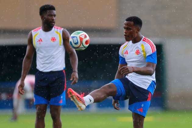 FIFA World Cup, WM, Weltmeisterschaft, Fussball 2026 - Colombia training session Jhon Arias (R) of Colombia takes part in a training session ahead of their FIFA World Cup 2026 Group K match against DR Congo in Guadalajara, Jalisco, Mexico, 22 June 2026. GUADALAJARA Mexico  Copyright: xFRANCISCOxGUASCOx