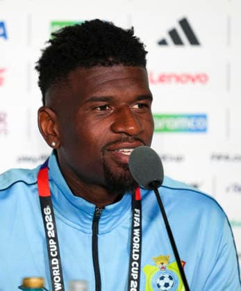 (260623) -- GUADALAJARA, June 23, 2026 -- Aaron Tshibola of the Democratic Republic of the Congo (DRC) attends a press conference, PK, Pressekonferenz at the 2026 FIFA World Cup, WM, Weltmeisterschaft, Fussball in Guadalajara, Mexico, June 22, 2026. (Photo by Xinhua) (SP)MEXICO-GUADALAJARA-FIFA WORLD CUP-PRESS CONFERENCE-DRC MartinxZabala 