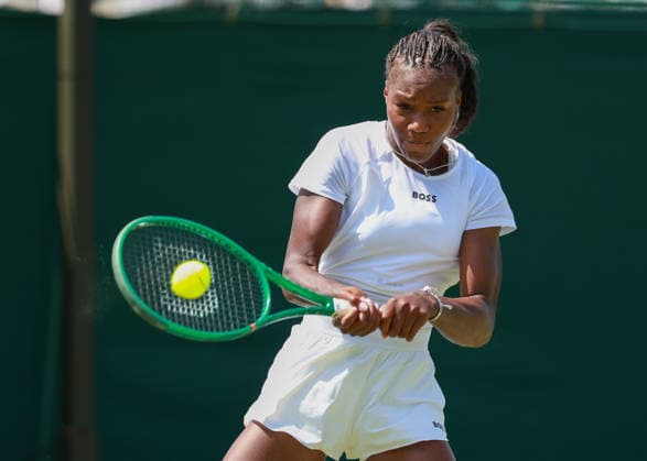 Noma Noha Akugue (GER), Qualifikation, Wimbledon, Damen Einzel, Ladies Singles Tennis - Wimbledon 2026 - Grand Slam ITF ATP, Tennis Herren WTA, Tennis Damen - AELTC - London - - Great Britain - 23 June 2026. *** Noma Noha Akugue GER, Qualifying, Wimbledon, Womens Singles, Ladies Singles Tennis Wimbledon 2026 Grand Slam ITF ATP WTA AELTC London, Great Britain, June 23, 2026,detected_source_language Copyright: xJuergenxHasenkopfx