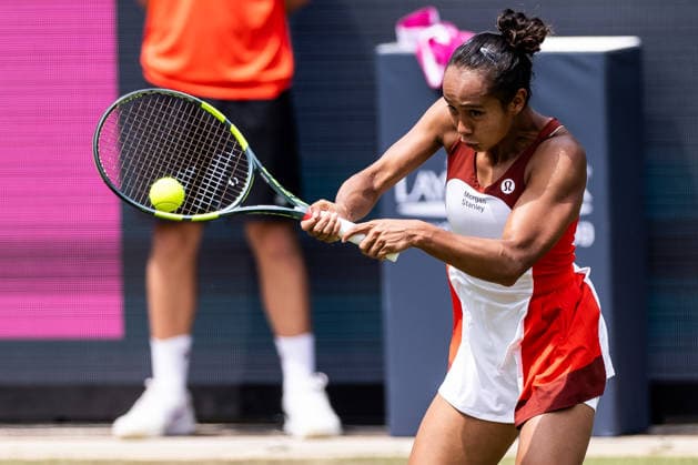BAD HOMBURG, GERMANY - JUNE 23: Leylah Fernandez (CAN) during the Bad Homburg Open powered by Solarwatt Singles match between Xinyu Wang (CHN) vs Leylah Fernandez (CAN) at Kurpark Bad Homburg on June 23, 2026 in Bad Homburg, Germany. Hessen Germany Copyright: xSteffiexWunderlx