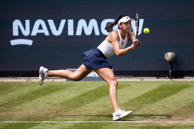 BAD HOMBURG, GERMANY - JUNE 23: Xinyu Wang (CHN) during the Bad Homburg Open powered by Solarwatt Singles match between Xinyu Wang (CHN) vs Leylah Fernandez (CAN) at Kurpark Bad Homburg on June 23, 2026 in Bad Homburg, Germany. Hessen Germany Copyright: xSteffiexWunderlx