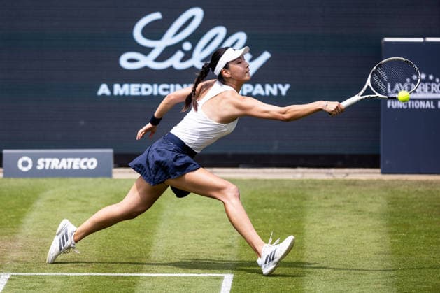 BAD HOMBURG, GERMANY - JUNE 23: Xinyu Wang (CHN) during the Bad Homburg Open powered by Solarwatt Singles match between Xinyu Wang (CHN) vs Leylah Fernandez (CAN) at Kurpark Bad Homburg on June 23, 2026 in Bad Homburg, Germany. Hessen Germany Copyright: xSteffiexWunderlx