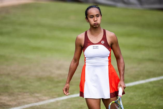 BAD HOMBURG, GERMANY - JUNE 23: Leylah Fernandez (CAN) reacts emotionally during the Bad Homburg Open powered by Solarwatt Singles match between Xinyu Wang (CHN) vs Leylah Fernandez (CAN) at Kurpark Bad Homburg on June 23, 2026 in Bad Homburg, Germany. Hessen Germany Copyright: xSteffiexWunderlx