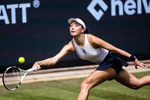 BAD HOMBURG, GERMANY - JUNE 23: Xinyu Wang (CHN) during the Bad Homburg Open powered by Solarwatt Singles match between Xinyu Wang (CHN) vs Leylah Fernandez (CAN) at Kurpark Bad Homburg on June 23, 2026 in Bad Homburg, Germany. Hessen Germany Copyright: xSteffiexWunderlx