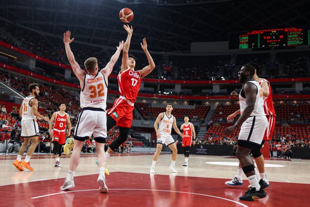 HANGZHOU, CHINA - JUNE 23: Zhao Jiayi 17 of Team China attends a training session ahead of the 2026 men s basketball warm-up match between China and Netherlands on June 23, 2026 in Hangzhou, Zhejiang Province of China.  Copyright: xVCGx 111649959817