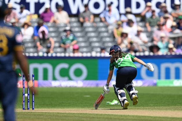 Sri Lanka Women v Ireland Women, ICC Women s T20 World Cup Wicket - Amy Hunter of Ireland is run out during the ICC Women s T20 World Cup match between Sri Lanka Women and Ireland Women at the Seat Unique Stadium, Bristol, UK on 23 June 2026. Bristol Seat Unique Stadium Gloucestershire UK Editorial use only , Copyright: xGrahamxHuntx PSI-24399-0002