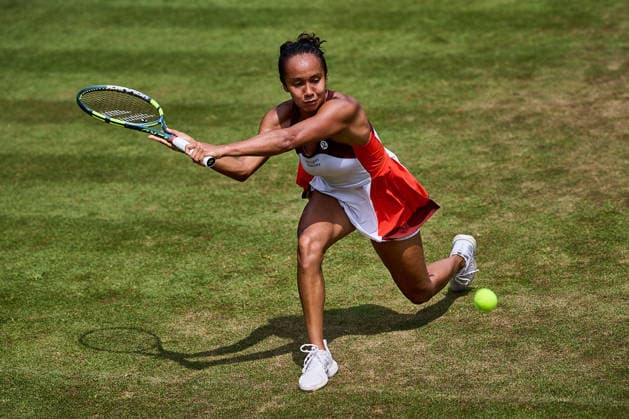 June 23, 2026, Bad Homburg, Hessen, Germany: Leylah Fernandez of Canada returns with backhand to Xinyu Wang of China during the BAD HOMBURG OPEN powered by SOLARWATTT- WTA500 - Womens Tennis, 23.6.2026 in Bad Homburg (Tennis-Club Bad Homburg), Germany - Photo: Tennis 2026: Bad Hombug Open - WTA500: WANG 6:3 6:4 FERNANDEZ  - ZUMAs343 20260623_zsp_s343_083 Copyright: xMathiasxSchulzx