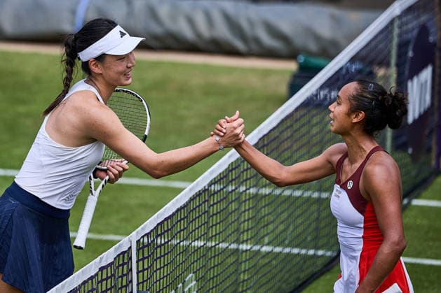June 23, 2026, Bad Homburg, Hessen, Germany: Xinyu Wang of China, Leylah Fernandez of Canada shaking hands after the Match during the BAD HOMBURG OPEN powered by SOLARWATTT- WTA500 - Womens Tennis, 23.6.2026 in Bad Homburg (Tennis-Club Bad Homburg), Germany - Photo: Tennis 2026: Bad Hombug Open - WTA500: WANG 6:3 6:4 FERNANDEZ  - ZUMAs343 20260623_zsp_s343_084 Copyright: xMathiasxSchulzx