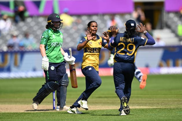 Sri Lanka Women v Ireland Women, ICC Women s T20 World Cup Wicket - Nilakshika Silva of Sri Lanka celebrates taking the wicket of Leah Paul of Ireland during the ICC Women s T20 World Cup match between Sri Lanka Women and Ireland Women at the Seat Unique Stadium, Bristol, UK on 23 June 2026. Bristol Seat Unique Stadium Gloucestershire UK Editorial use only , Copyright: xGrahamxHuntx PSI-24399-0035