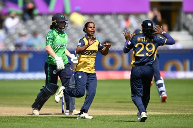 Sri Lanka Women v Ireland Women, ICC Women s T20 World Cup Wicket - Nilakshika Silva of Sri Lanka celebrates taking the wicket of Leah Paul of Ireland during the ICC Women s T20 World Cup match between Sri Lanka Women and Ireland Women at the Seat Unique Stadium, Bristol, UK on 23 June 2026. Bristol Seat Unique Stadium Gloucestershire UK Editorial use only , Copyright: xGrahamxHuntx PSI-24399-0039