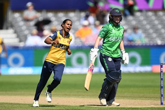 Sri Lanka Women v Ireland Women, ICC Women s T20 World Cup Wicket - Nilakshika Silva of Sri Lanka celebrates taking the wicket of Leah Paul of Ireland during the ICC Women s T20 World Cup match between Sri Lanka Women and Ireland Women at the Seat Unique Stadium, Bristol, UK on 23 June 2026. Bristol Seat Unique Stadium Gloucestershire UK Editorial use only , Copyright: xGrahamxHuntx PSI-24399-0040