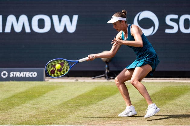 BAD HOMBURG, GERMANY - JUNE 23: Elise Mertens (BEL) during the Bad Homburg Open powered by Solarwatt Singles match between Naomi Osaka (JPN) vs Elise Mertens (BEL) at Kurpark Bad Homburg on June 23, 2026 in Bad Homburg, Germany. Hessen Germany Copyright: xSteffiexWunderlx