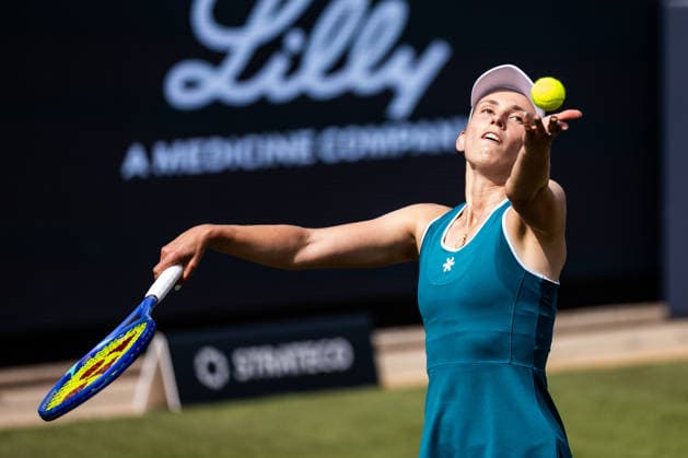 BAD HOMBURG, GERMANY - JUNE 23: Elise Mertens (BEL) during the Bad Homburg Open powered by Solarwatt Singles match between Naomi Osaka (JPN) vs Elise Mertens (BEL) at Kurpark Bad Homburg on June 23, 2026 in Bad Homburg, Germany. Hessen Germany Copyright: xSteffiexWunderlx