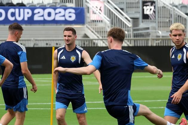 Scotland national team, Nationalteam training prior to the 2026 FIFA World Cup, WM, Weltmeisterschaft, Fussball Group C game against Brazil. Scotland Training, 2026 FIFA World Cup, Football, Inter Miami Stadium, Miami, Florida, USA - 23 Jun 2026Miami Inter Miami Stadium Florida (FL) United States of America EDITORIAL USE ONLY No use with unauthorised audio, video, data, fixture lists, club league logos or live services. Online in-match use limited to 120 images, no video emulation. No use in betting, games or single club league player publications.  Copyright: xChrisxArjoon Shutterstockx 16956018t