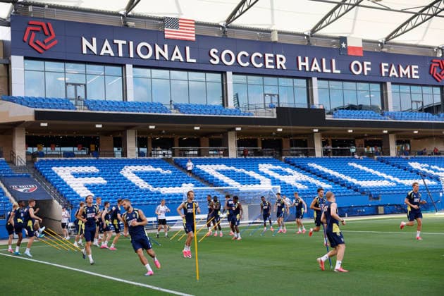 Sweden s players take part in a training session held at FC Dallas Stadium, in Dallas, United States, 23 June 2026. Sweden will face Japan in their 2026 FIFA World Cup, WM, Weltmeisterschaft, Fussball Group F soccer match on 26 June. 2026 FIFA World Cup - Group F - Sweden s training session !ACHTUNG: NUR REDAKTIONELLE NUTZUNG!  Copyright: xMariscalx GRAF4228 20260623-55020684744_1