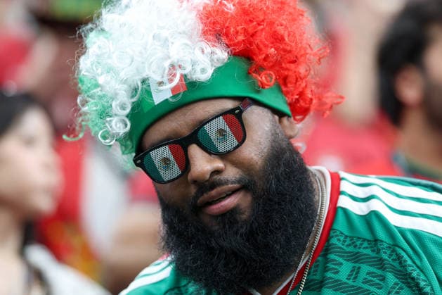 HOUSTON, TX - JUNE 23: A Mexico fan in the stands with Mexico flag sunglasses and wig ahead of the FIFA World Cup, WM, Weltmeisterschaft, Fussball 2026 Group K match between Portugal and Uzbekistan on June 23, 2026, at Houston Stadium in Houston, Texas. (Photo by David Buono Icon Sportswire) SOCCER: JUN 23 FIFA World Cup 26 Group K - Portugal vs Uzbekistan EDITORIAL USE ONLY Icon260623003