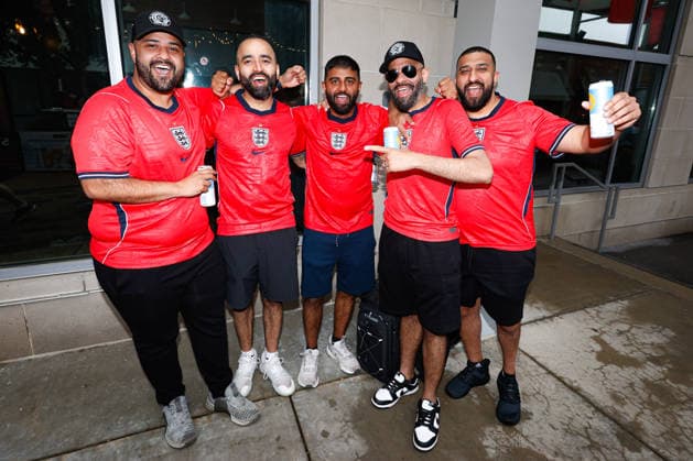 June 23, 2026; Foxborough, Massachusetts, USA; England supporters gather at Patriot Place ahead of in a FIFA World Cup, WM, Weltmeisterschaft, Fussball 2026 Group L match between England and Ghana at Boston Stadium. (c) CSM FIFA World Cup 2026: England Vs Ghana JUN 23  - ZUMAc04_ 20260623_zma_c04_004 Copyright: xBurtxGranofskyx