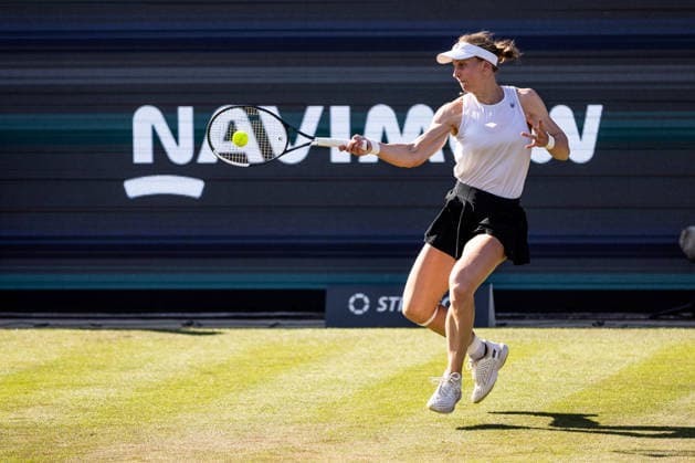 BAD HOMBURG, GERMANY - JUNE 23: Liudmila Samsonova during the Bad Homburg Open powered by Solarwatt Singles match between Liudmila Samsonova vs Elina Svitolina (UKR) at Kurpark Bad Homburg on June 23, 2026 in Bad Homburg, Germany. Hessen Germany Copyright: xSteffiexWunderlx