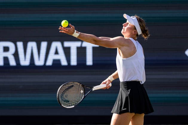BAD HOMBURG, GERMANY - JUNE 23: Liudmila Samsonova during the Bad Homburg Open powered by Solarwatt Singles match between Liudmila Samsonova vs Elina Svitolina (UKR) at Kurpark Bad Homburg on June 23, 2026 in Bad Homburg, Germany. Hessen Germany Copyright: xSteffiexWunderlx