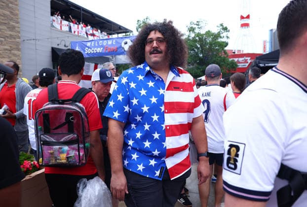 Foxborough, USA, 23rd June 2026. Fans gather close to the stadium before the England vs Ghana FIFA World Cup, WM, Weltmeisterschaft, Fussball match at Gillette Stadium, Foxborough. Picture credit should read: Paul Terry Sportimage EDITORIAL USE ONLY. No use with unauthorised audio, video, data, fixture lists, club league logos or live services. Online in-match use limited to 120 images, no video emulation. No use in betting, games or single club league player publications. SPI_009_PT_Eng_Ghana SPI-4840-0009