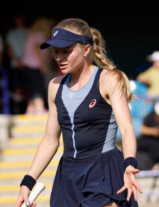 RECORD DATE NOT STATED 23rd June 2026; Devonshire Park Lawn Tennis Club, Eastbourne, East Sussex, England; Lexus Eastbourne Open Tennis, Day Three; Harriet Dart (GBR) shows emotion in the match against Zeynep Sonmez (TUR) HongboxChen