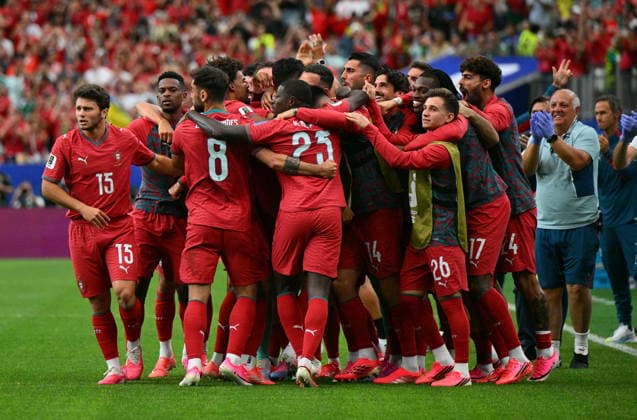 FIFA World Cup, WM, Weltmeisterschaft, Fussball 2026 - Group K - Portugal vs Uzbekistan Portugal s players celebrate the 1-0 during the FIFA World Cup 2026 group stage match Portugal against Uzbekistan, in Houston, USA, 23 June 2026. HOUSTON United States  Copyright: xSAMxWASSONx