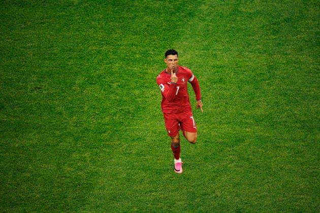 Cristiano Ronaldo seen celebrating after scoring goal during FIFA World Cup, WM, Weltmeisterschaft, Fussball 2026 game between national teams of Portugal and Uzbekistan (Grzegorz Wajda Ball Raw Images) Houston Houston Stadium USA Copyright: xGrzegorzxWajdax grzegorzwajda_portugal_uzbekistan_2526_2-14
