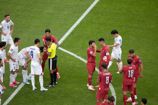Players of both teams seen during FIFA World Cup, WM, Weltmeisterschaft, Fussball 2026 game between national teams of Portugal and Uzbekistan (Grzegorz Wajda Ball Raw Images) Houston Houston Stadium USA Copyright: xGrzegorzxWajdax grzegorzwajda_portugal_uzbekistan_2526_4-4