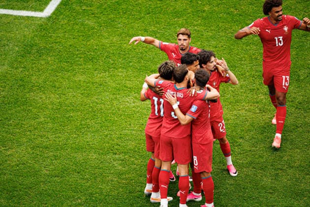 Players of Portugal seen celebrating after goal from Nuno Mendes during FIFA World Cup, WM, Weltmeisterschaft, Fussball 2026 game between national teams of Portugal and Uzbekistan (Grzegorz Wajda Ball Raw Images) Houston Houston Stadium USA Copyright: xGrzegorzxWajdax grzegorzwajda_portugal_uzbekistan_2526_4-20