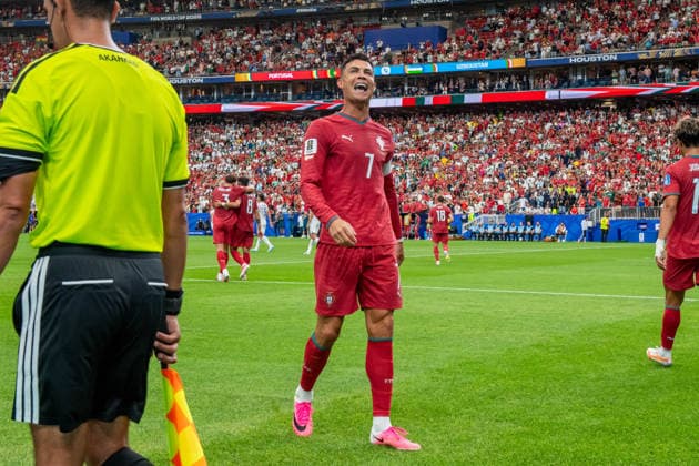 June 23, 2026: Portugal forward Cristiano Ronaldo (7) celebrates his goal during a FIFA World Cup, WM, Weltmeisterschaft, Fussball Group K match between Portugal and Uzbekistan in Houston, TX. .. CSM USA - ZUMAc04_ 20260623_faf_c04_015 Copyright: xTraskxSmithx