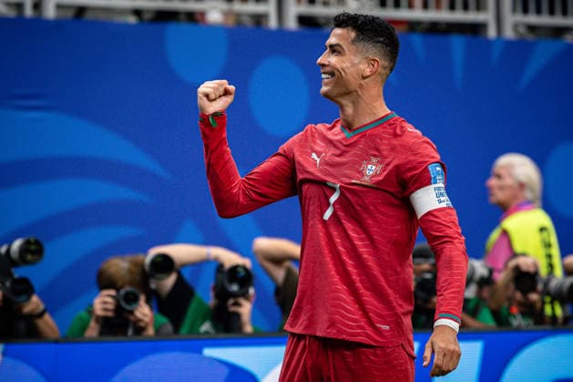 June 23, 2026: Portugal forward CRISTIANO RONALDO (7) celebrates after a goal during the FIFA World Cup, WM, Weltmeisterschaft, Fussball 2026 Group K soccer game between Portugal and Uzbekistan at the Houston Stadium in Houston, TX, Tuesday, June 23, 2026. - ZUMAp213 20260623_znp_p213_012 Copyright: xLynnxPenningtonx