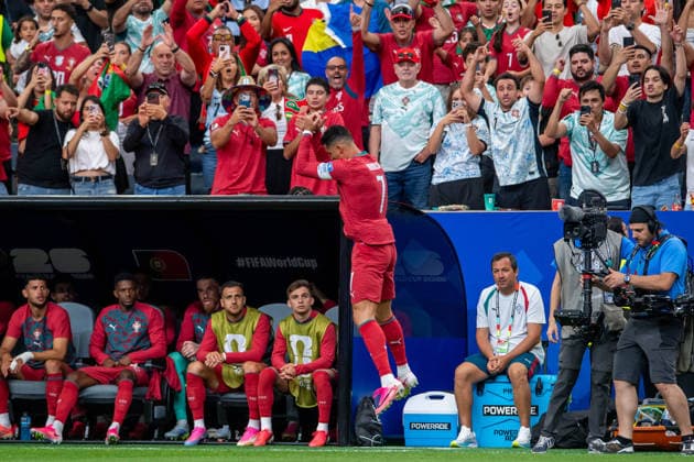 June 23, 2026: Portugal forward Cristiano Ronaldo (7) celebrates his goal during a FIFA World Cup, WM, Weltmeisterschaft, Fussball Group K match between Portugal and Uzbekistan in Houston, TX. .. CSM USA - ZUMAc04_ 20260623_faf_c04_029 Copyright: xTraskxSmithx