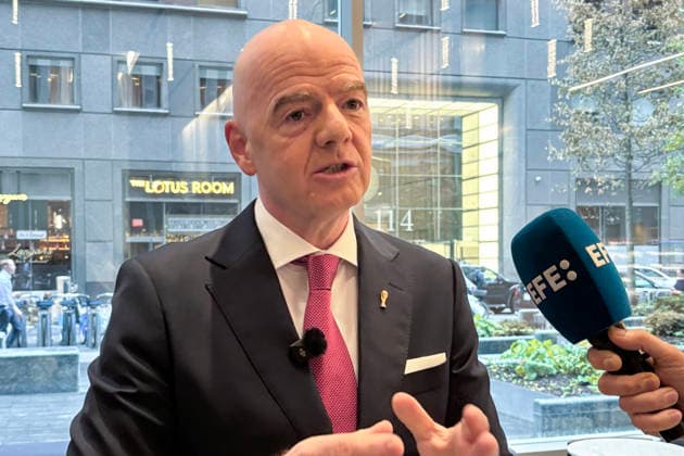 Football, 2026 FIFA World Cup, Gianni Infantino gives a press statement in New York
