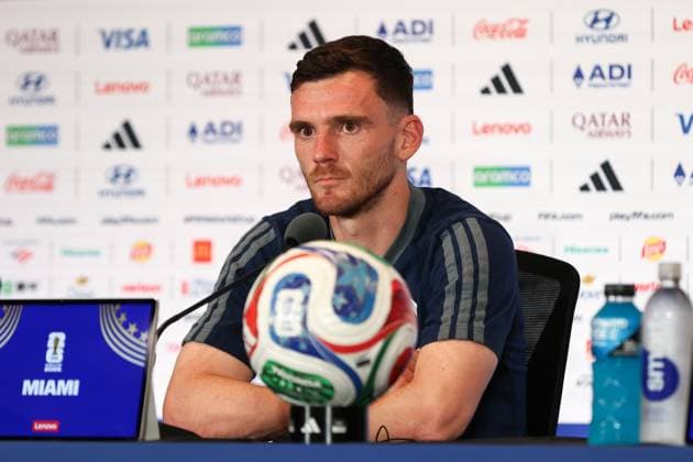 Andy Robertson of Scotland during a press conference, PK, Pressekonferenz Scotland Press Conference, 2026 FIFA World Cup, WM, Weltmeisterschaft, Fussball Football, Miami Stadium, Miami, Florida, USA - 23 Jun 2026Miami Miami Stadium Florida (FL) United States of America EDITORIAL USE ONLY No use with unauthorised audio, video, data, fixture lists, club league logos or live services. Online in-match use limited to 120 images, no video emulation. No use in betting, games or single club league player publications.  Copyright: xChrisxArjoon Shutterstockx 16956019g