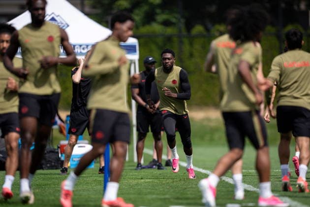 June 23, 2026, Vancouver, Bc, CANADA: Canada s Alphonso Davies, centre back, participates during a FIFA World Cup, WM, Weltmeisterschaft, Fussball training session in Vancouver on Tuesday, June 23, 2026. Canada News - June 23, 2026  - ZUMAc35_ 20260623_zaf_c35_047 Copyright: xEthanxCairnsx