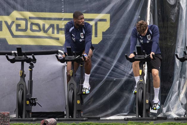 SOCCER - FIFA World Cup, WM, Weltmeisterschaft, Fussball 2026, preview SANTA BARBARA,CALIFORNIA,USA,23.JUN.26 - SOCCER - FIFA World Cup 2026, USA, Mexico, Canada, preview, OEFB, Oesterreichischer Fussball-Bund, training team AUT. Image shows Kevin Danso and Paul Wanner (AUT).  GEPAxpictures xArminxRauthner