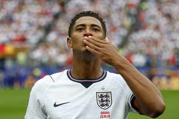 FIFA World Cup, WM, Weltmeisterschaft, Fussball 2026 - Group L - England vs Ghana Jude Bellingham of England blows a kiss ahead of the FIFA World Cup 2026 group stage match England against Ghana, in Boston, Massachusetts, USA, 23 June 2026. Foxborough United States  Copyright: xGREGxM.xCOOPERx